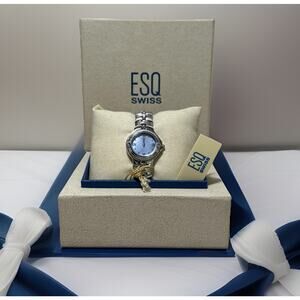NEW ESQ Esquire Movado Muse Steel Blue Mother of Pearl Dial 07100553 Swiss Watch